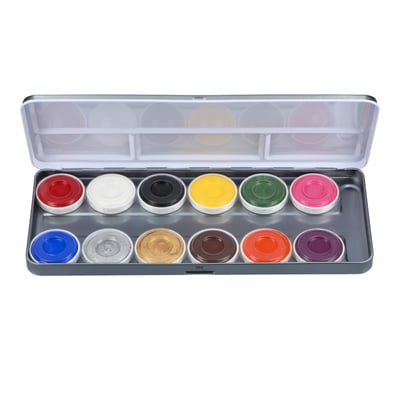 Aqua Face- and Bodypaint palette 12 BRIGHT colours