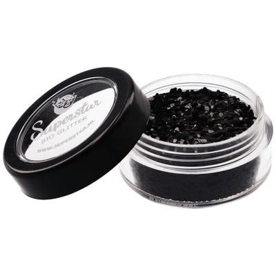 BLACK Biodegradable Face- and Bodyglitter 6ml.