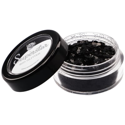 BLACK Biodegradable Face- and Bodyglitter Chunky Mix 6ml.