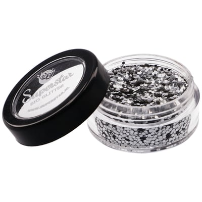 SILVER Biodegradable Face- and Bodyglitter 6ml.