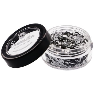 SILVER Biodegradable Face- and Bodyglitter Chunky Mix 6ml.