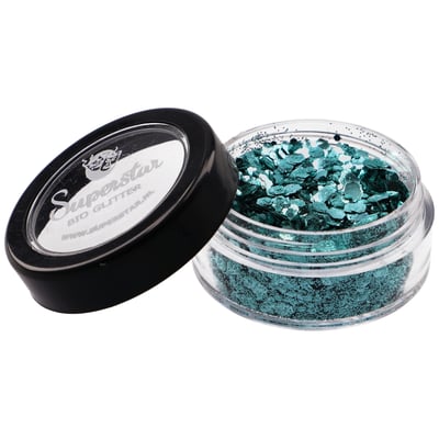 TURQUOISE Biodegradable Face- and Bodyglitter Chunky Mix 6ml.