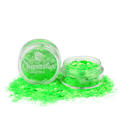Fluorescent Green Chunky Glitter mix 8 ml.