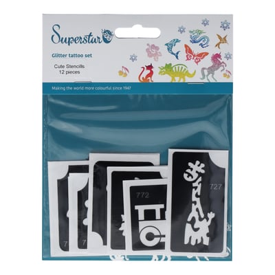 Cute Glitter Tattoo Stencils (12 pcs)