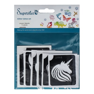Unicorn Glitter Tattoo Stencils (12 pcs)