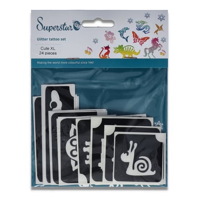 Cute XL Glitter Tattoo Stencils (24 pcs)
