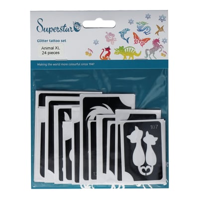 Animal XL Glitter Tattoo Stencils (24 pcs)