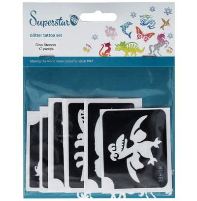 Dino Glitter Tattoo Stencils (12 pcs)