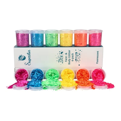 Fluorescent Chunky Glitter Mix 6-pack 130 ml