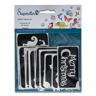 Christmas XL Glitter Tattoo Stencils (24 pcs)
