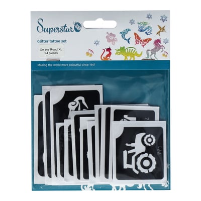 On the Road XL Glitter Tattoo Stencils (24 pcs)