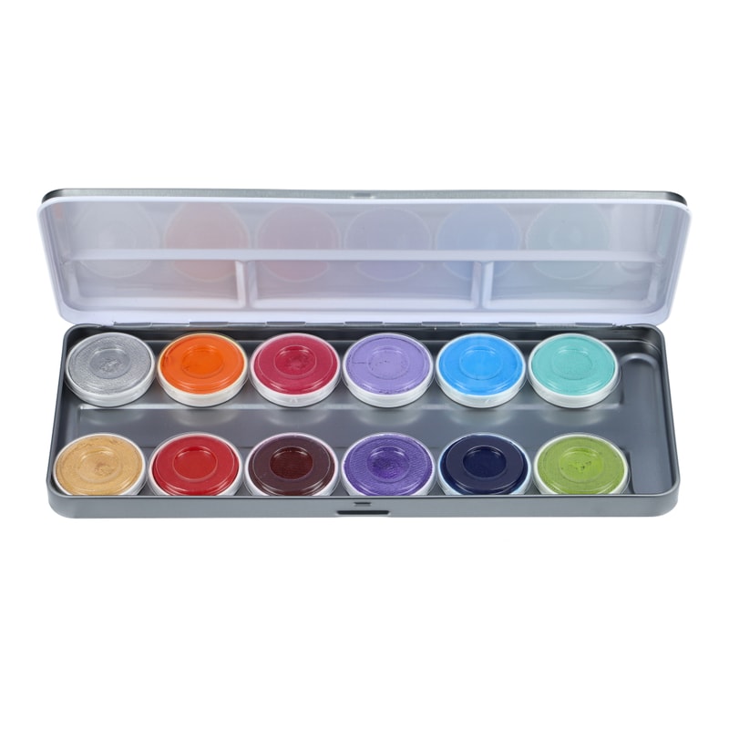 Aqua Face- and Bodypaint palette 12 colours SYLLIE FACES by Syl Verberk