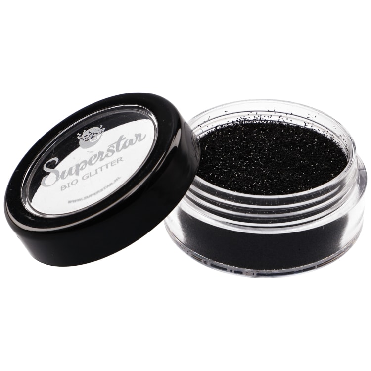 BLACK Biodegradable Face- and Bodyglitter Fine 6ml.