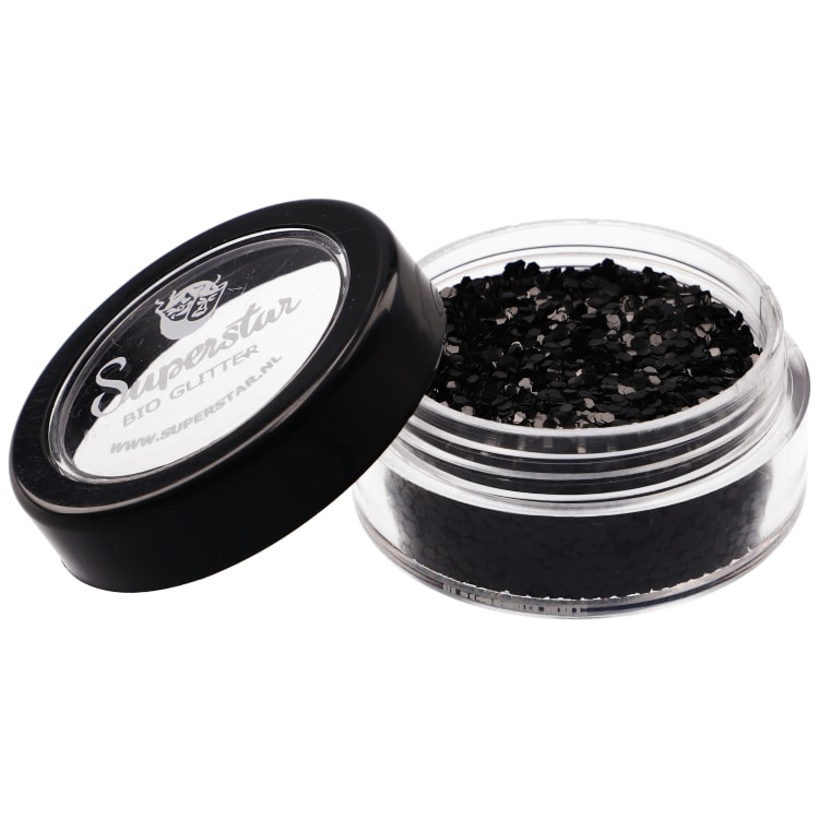 BLACK Biodegradable Face- and Bodyglitter 6ml.
