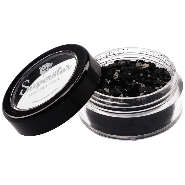 BLACK Biodegradable Face- and Bodyglitter Chunky Mix 6ml.