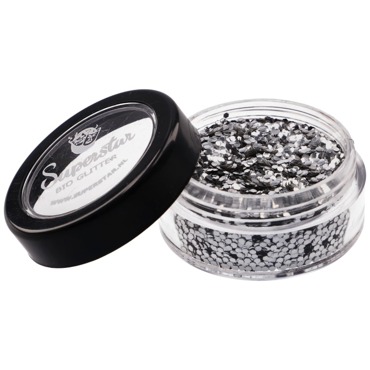 SILVER Biodegradable Face- and Bodyglitter 6ml.