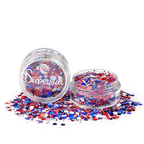 Red, White & Blue Chunky Glitter mix 8 ml.