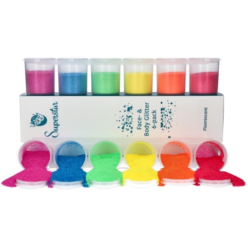 Fluorescent Fine Glitter Mix 6-pack 90 ml