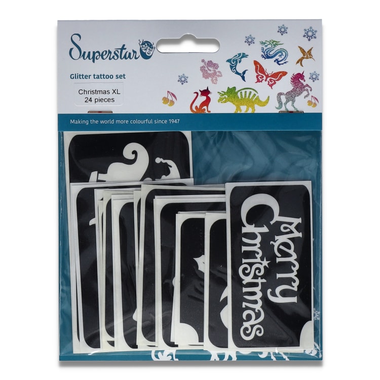 Christmas XL Glitter Tattoo Stencils (24 pcs)